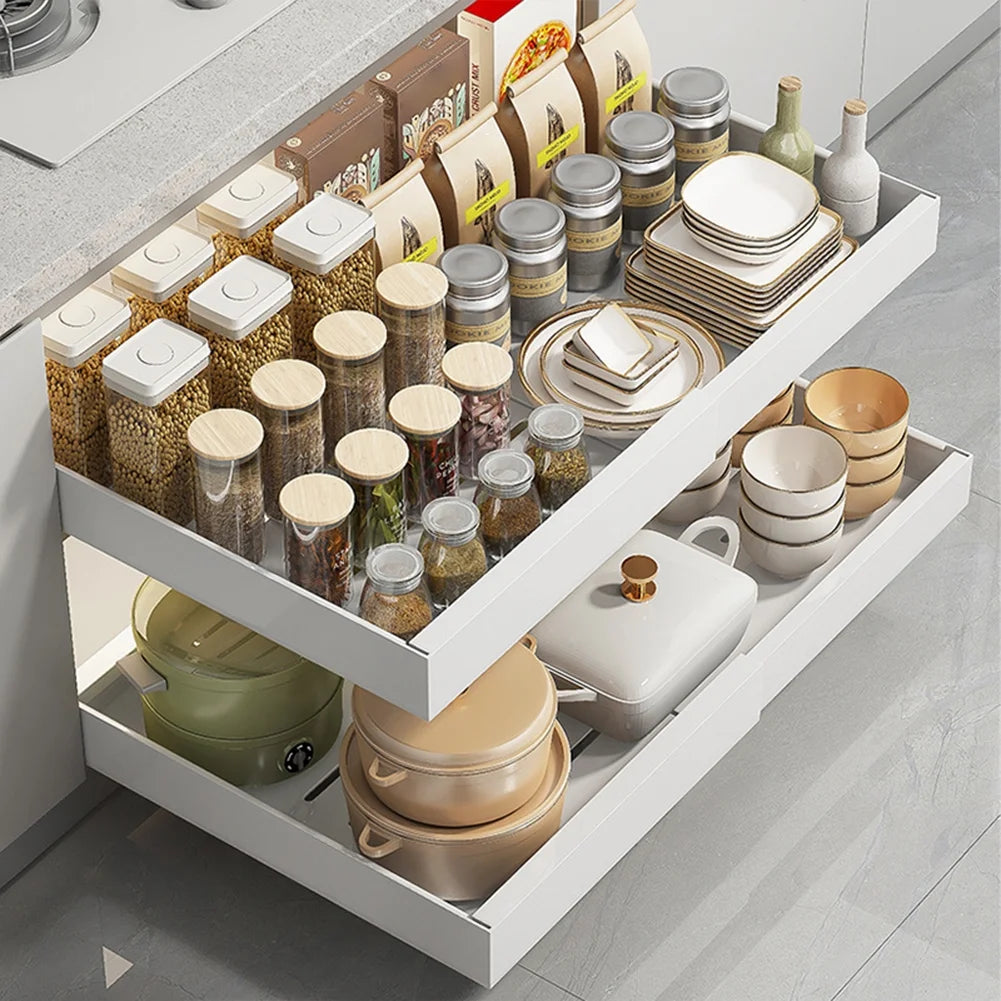 Expandable Pull-Out Cabinet Organizer – Heavy-Duty Slide-Out Shelves for Kitchen & Bathroom