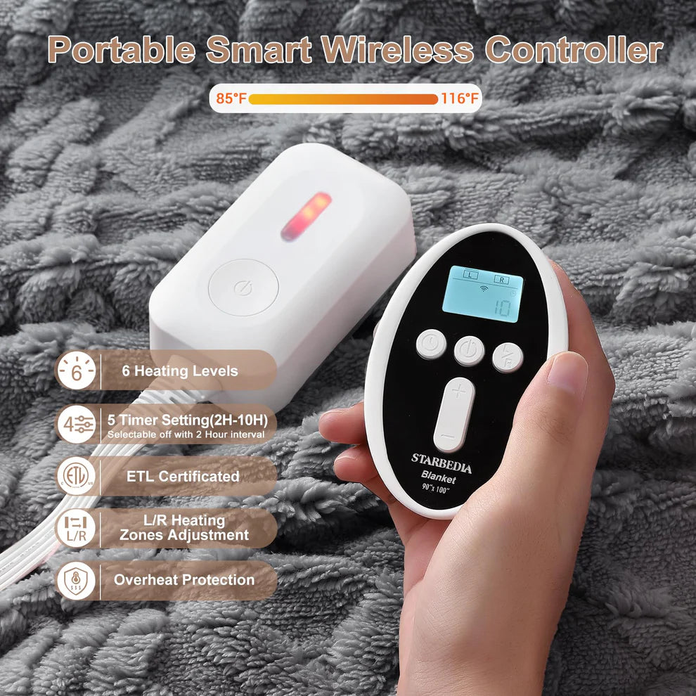 Cotton Velvet Jacquard Twist Electric Blanket – Wireless RF Controller