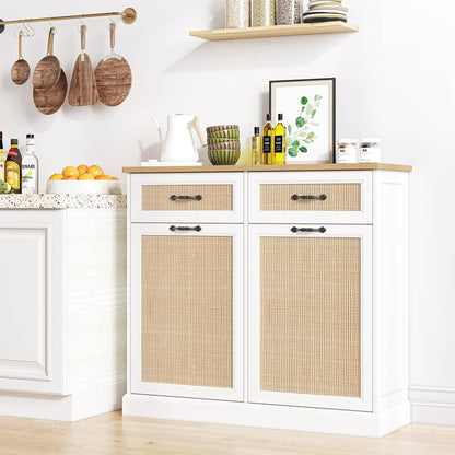 1 Set Of Mdf Rattan Waste Cabinet