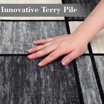 980GSM Polyester Terry Velvet Printed Carpet – Modern 12 Grid SY-2331