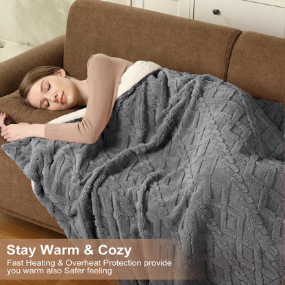 Cotton Velvet Jacquard Twist Electric Blanket – Wireless RF Controller