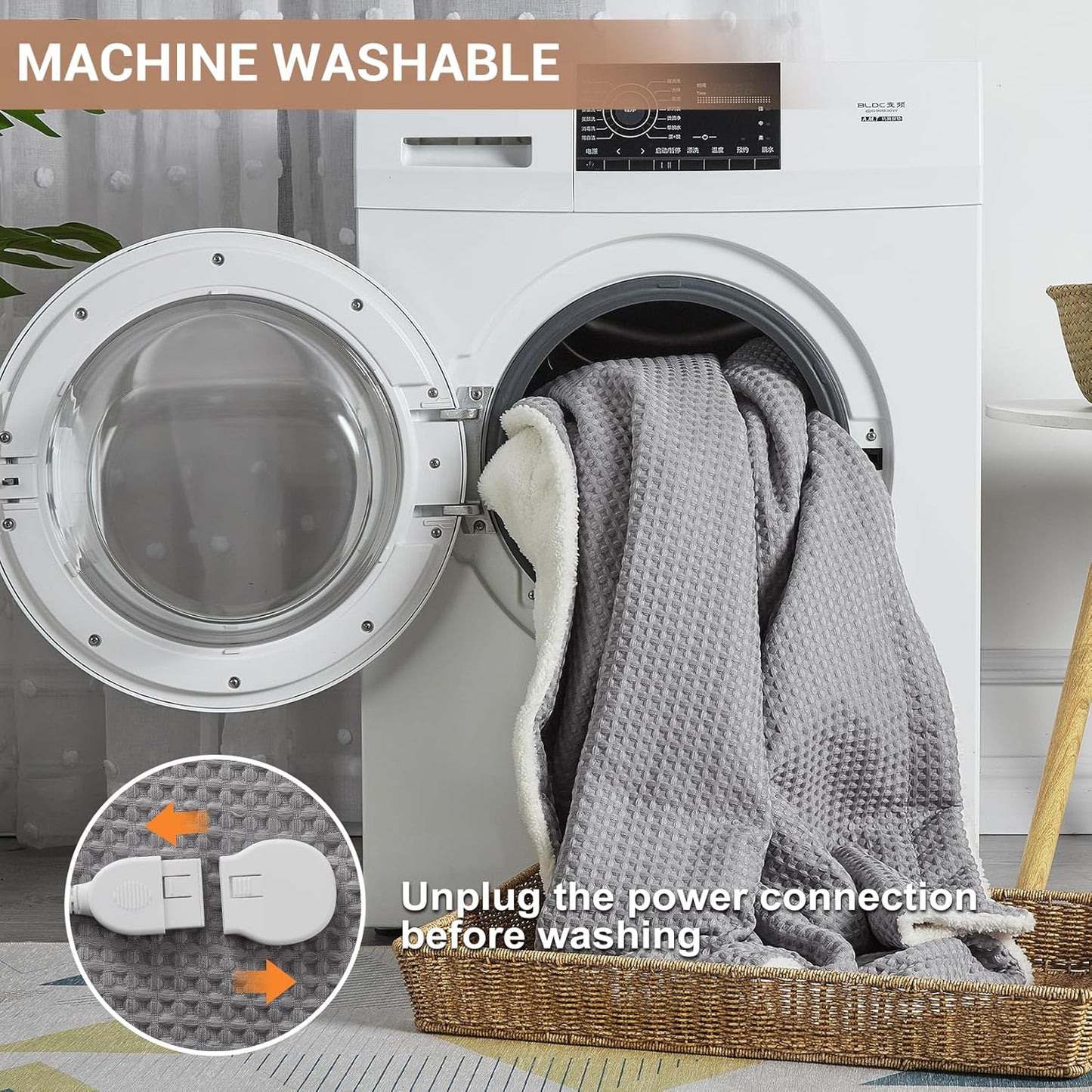 Polyester Waffle Electric Heating Blanket – LCD Desktop Wireless Controller