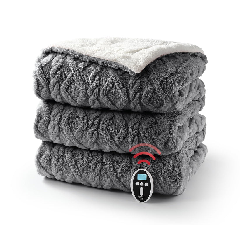 Cotton Velvet Jacquard Twist Electric Blanket – Wireless RF Controller