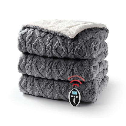 Cotton Velvet Jacquard Twist Electric Blanket – Wireless RF Controller