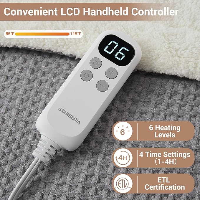 Polyester Waffle Electric Heating Blanket – LCD Desktop Wireless Controller