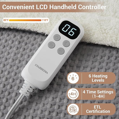 Polyester Waffle Electric Heating Blanket – LCD Desktop Wireless Controller