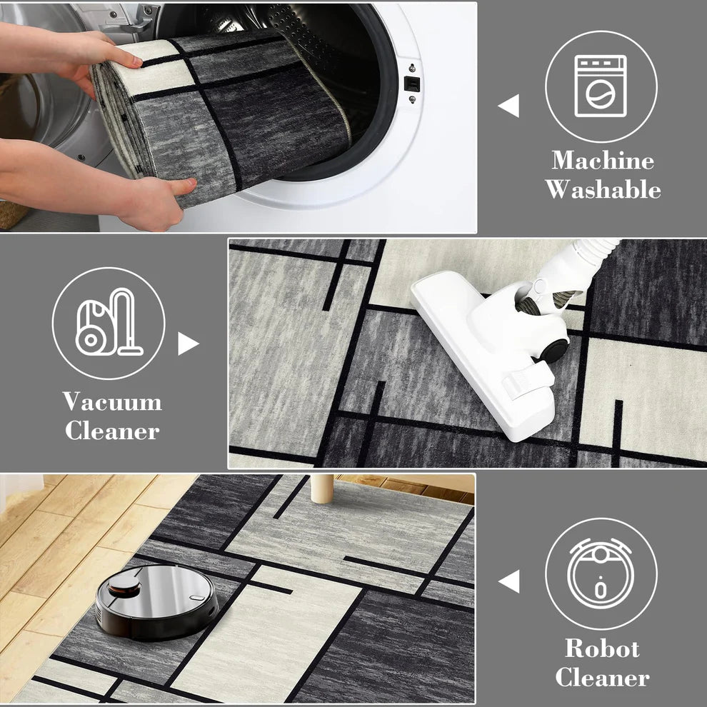 980GSM Polyester Terry Velvet Printed Carpet – Modern 12 Grid SY-2331