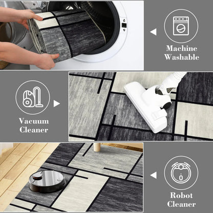 980GSM Polyester Terry Velvet Printed Carpet – Modern 12 Grid SY-2331