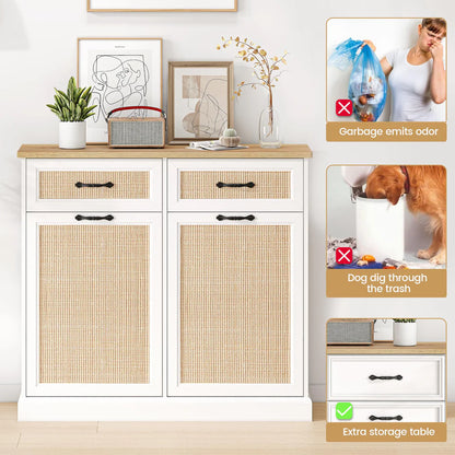 1 Set Of Mdf Rattan Waste Cabinet