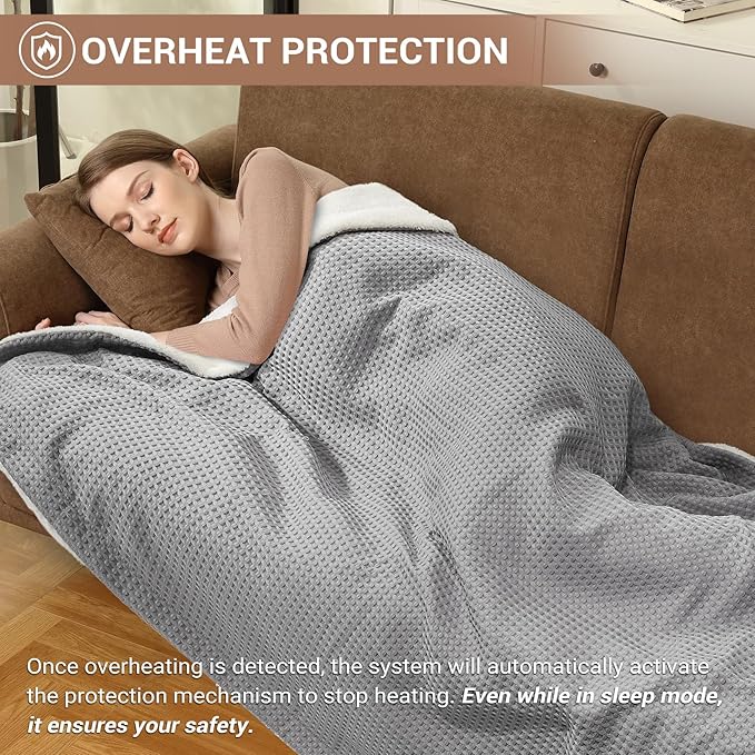 Polyester Waffle Electric Heating Blanket – LCD Desktop Wireless Controller