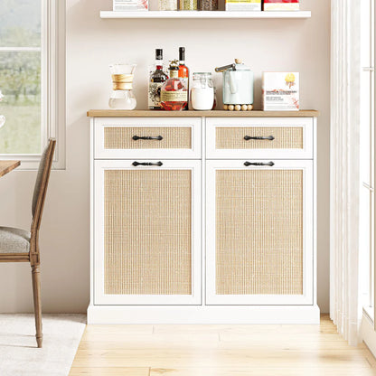 1 Set Of Mdf Rattan Waste Cabinet