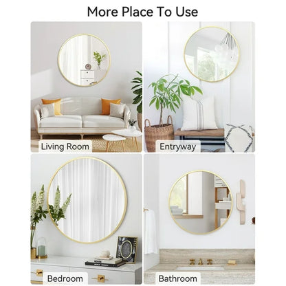 Aluminum Alloy & Resin Bathroom Mirror, 20mm Frame, Wall-Mount, Eco-Friendly