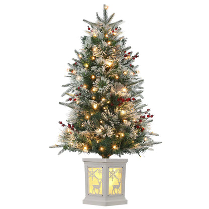 1 Plastic, Iron Christmas Tree-3Ft Imitation Fiber Optic Light Flocking Tree
