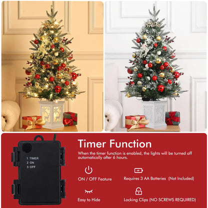 1 Plastic, Iron Christmas Tree-3Ft Imitation Fiber Optic Light Flocking Tree