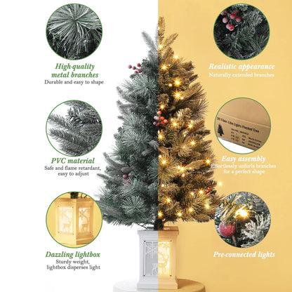 1 Plastic, Iron Christmas Tree-3Ft Imitation Fiber Optic Light Flocking Tree