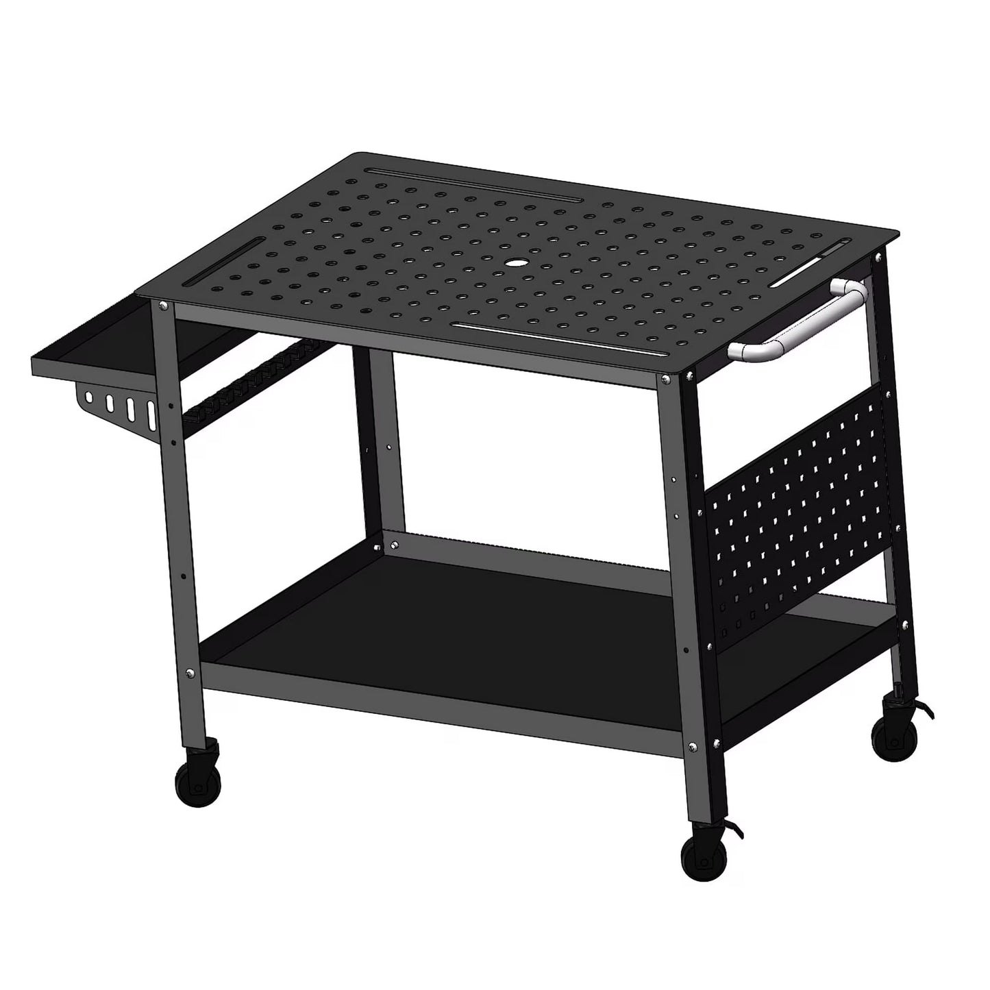 Heavy-Duty Welding Workbench – 36"×24" with Wheels & Side Trays, 600 lb Capacity