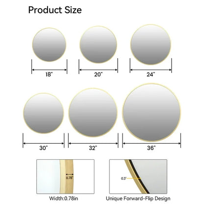 Aluminum Alloy & Resin Bathroom Mirror – 20mm Frame, Simple Wall Mount, No LED