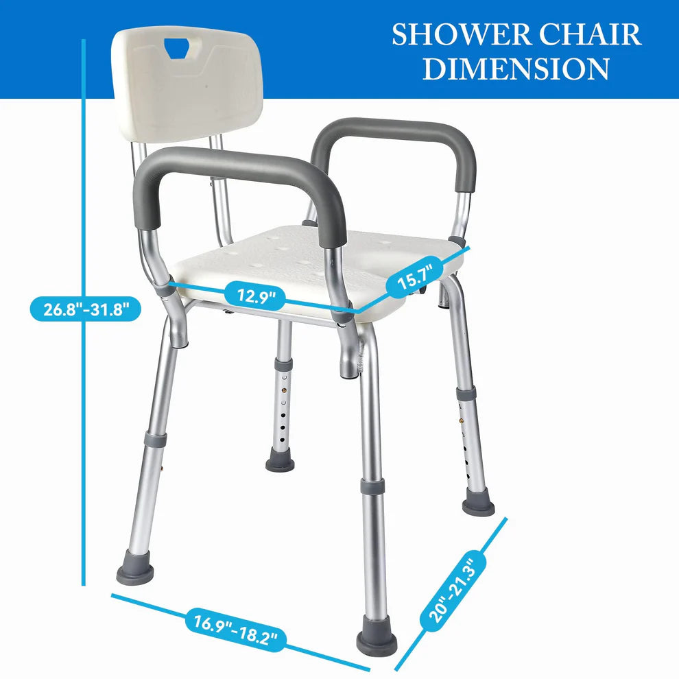 Aluminum Tube & Plastic Shower Chair – U-Shaped Seat with Backrest
