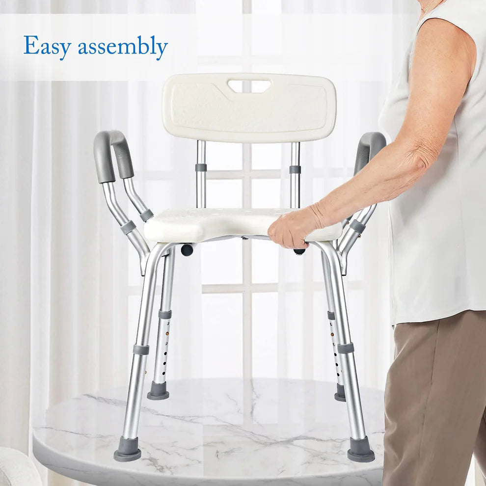 Aluminum Tube & Plastic Shower Chair – U-Shaped Seat with Backrest