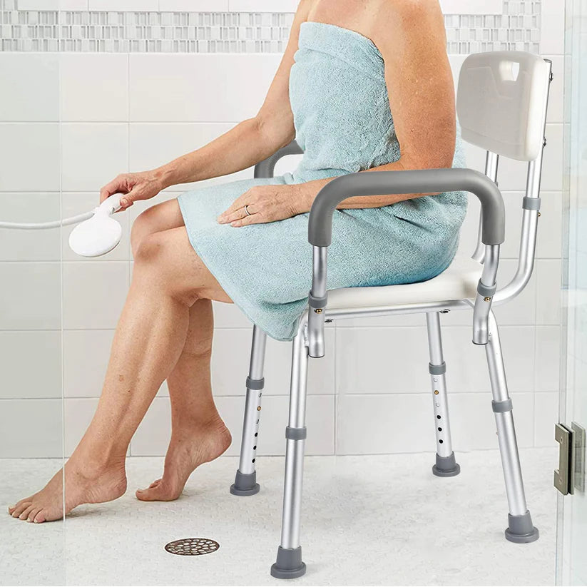 Aluminum Tube & Plastic Shower Chair – U-Shaped Seat with Backrest