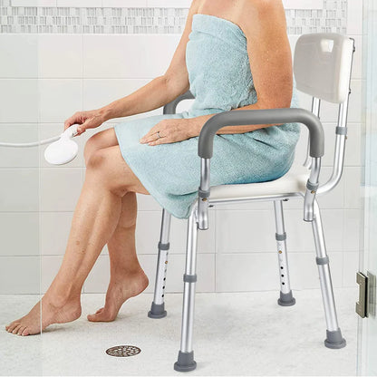 Aluminum Tube & Plastic Shower Chair – U-Shaped Seat with Backrest