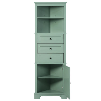Triangle Tall Corner Cabinet – Drawers & Adjustable Shelves with Door