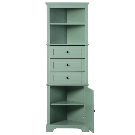 Triangle Tall Corner Cabinet – Drawers & Adjustable Shelves with Door