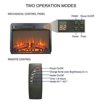 23" Electric Fireplace Stove Insert – 3D Flame with Remote Control