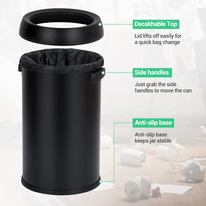 65L Commercial Trash Can – PP & ABS, 410/430 Sanding Finish, No Liner