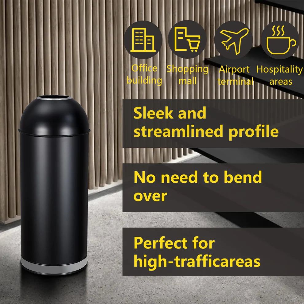 65L Stainless Steel Trash Can – Straight Pitch Lid, Starbucks Style TC02