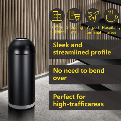 65L Stainless Steel Trash Can – Straight Pitch Lid, Starbucks Style TC02