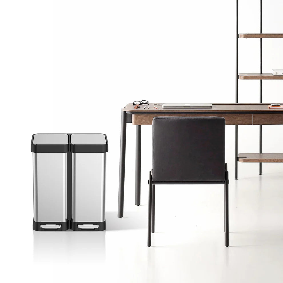 60L Pedal Sorting Trash Can (30L+30L) – 410 Stainless Steel, PP & ABS