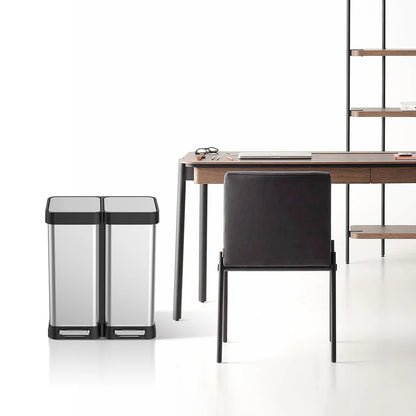 60L Pedal Sorting Trash Can (30L+30L) – 410 Stainless Steel, PP & ABS